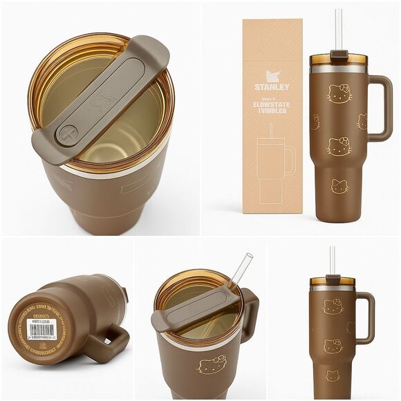 Stanley Other - Stanley Brown Tumbler with Straw and Cute Design